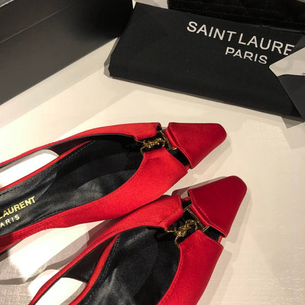 BABYLONE SLINGBACK FLAT IN RED SILK