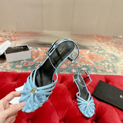 TRIOMPHE SANDAL 85 MM IN POWDER BLUE LAMBSKIN