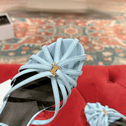 TRIOMPHE SANDAL 85 MM IN POWDER BLUE LAMBSKIN