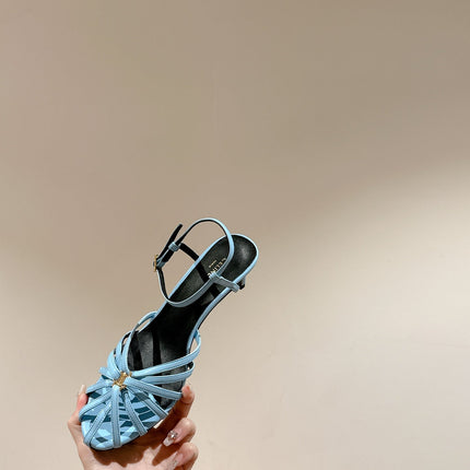 TRIOMPHE SANDAL 85 MM IN POWDER BLUE LAMBSKIN