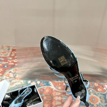 TRIOMPHE SANDAL 85 MM IN POWDER BLUE LAMBSKIN