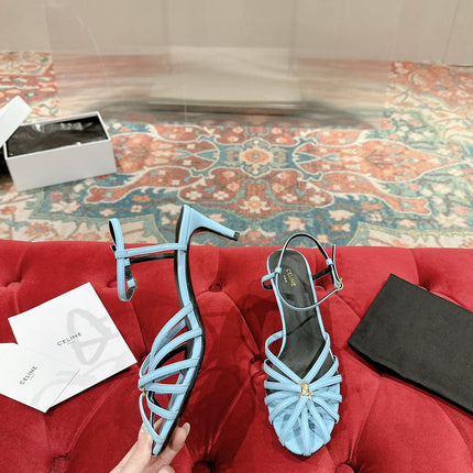 TRIOMPHE SANDAL 85 MM IN POWDER BLUE LAMBSKIN