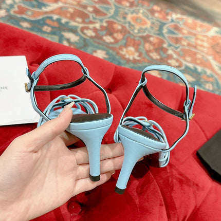 TRIOMPHE SANDAL 85 MM IN POWDER BLUE LAMBSKIN