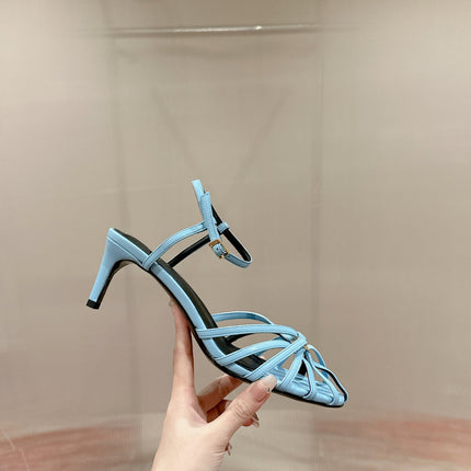TRIOMPHE SANDAL 85 MM IN POWDER BLUE LAMBSKIN
