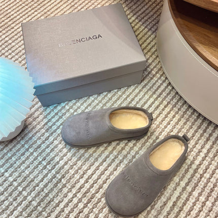 BALENCIAGA 25S AURALEE SLIP-ON 25 MM IN GREY SUEDE