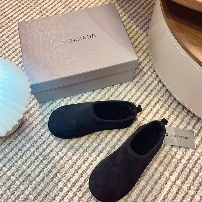 BALENCIAGA 25S AURALEE SLIP-ON 25 MM IN BLACK SUEDE