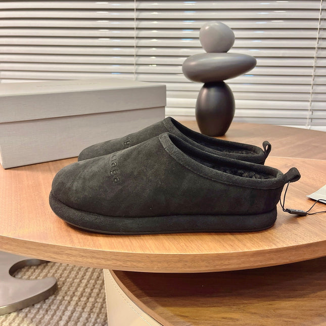 BALENCIAGA 25S AURALEE SLIP-ON 25 MM IN BLACK SUEDE