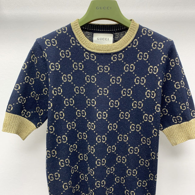 GUCCI SHORT-SLEEVE KNIT TOP 257396