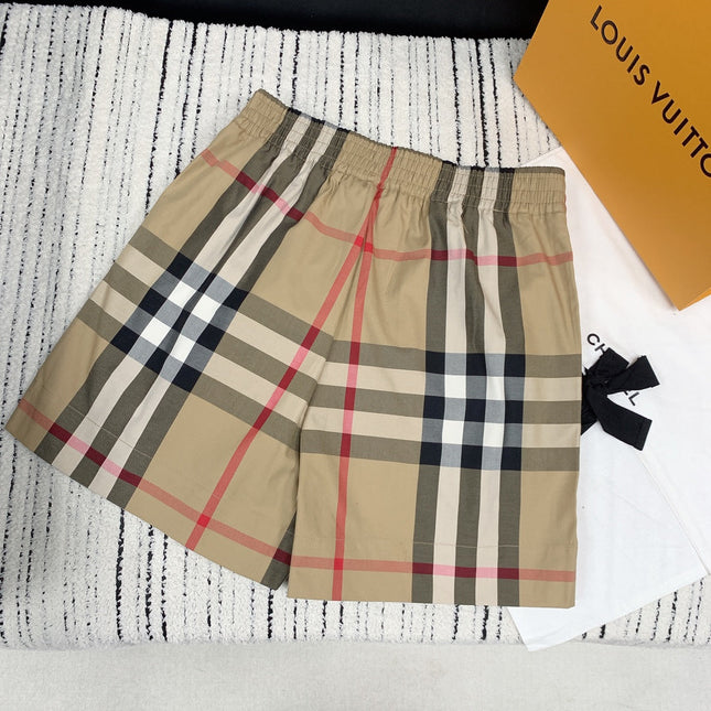 BBR PLAID ELASTIC WAIST STRETCH SHORTS 268061