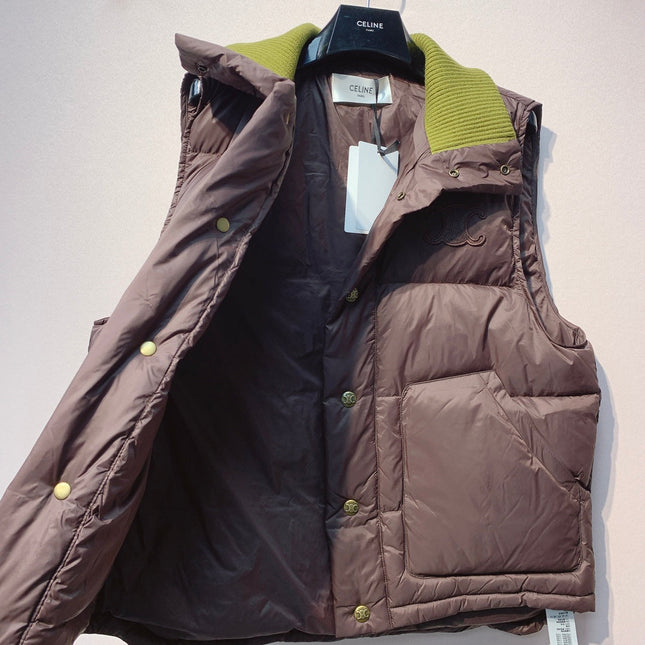 CELINE 25S UFFER VEST WITH KNIT COLLAR 0043