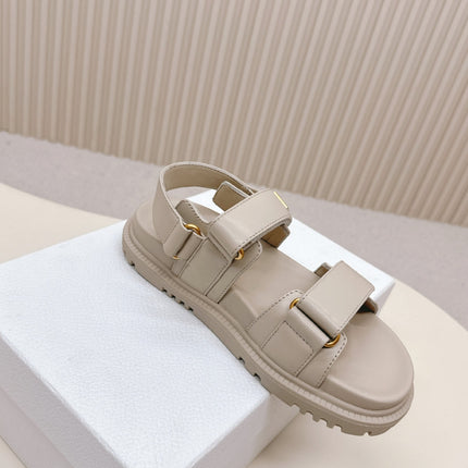 DIOR BACK-STRAP SANDALS 25S IN LIGHT BEIGE CALFSKIN WITH GOLD HARDWARE