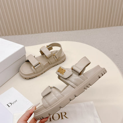 DIOR BACK-STRAP SANDALS 25S IN LIGHT BEIGE CALFSKIN WITH GOLD HARDWARE