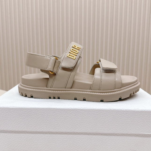 DIOR BACK-STRAP SANDALS 25S IN LIGHT BEIGE CALFSKIN WITH GOLD HARDWARE