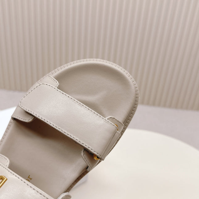 DIOR BACK-STRAP SANDALS 25S IN LIGHT BEIGE CALFSKIN WITH GOLD HARDWARE
