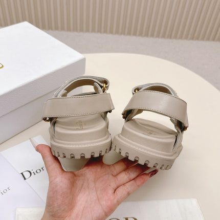 DIOR BACK-STRAP SANDALS 25S IN LIGHT BEIGE CALFSKIN WITH GOLD HARDWARE