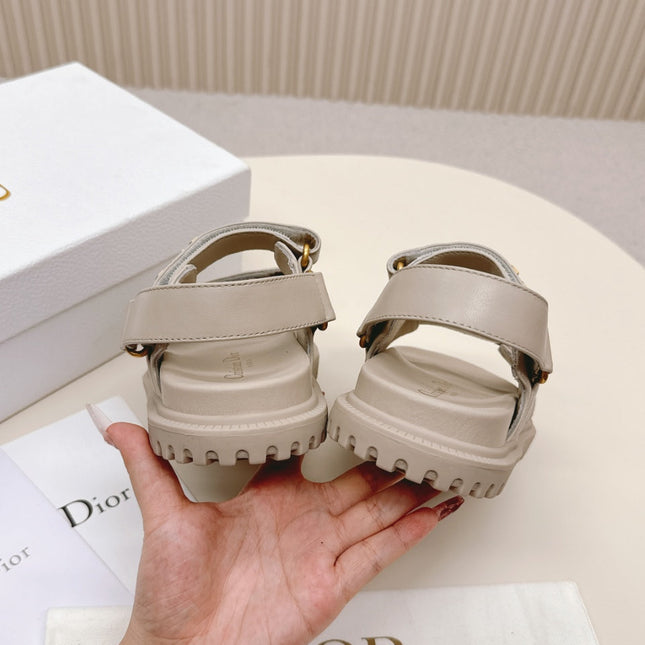DIOR BACK-STRAP SANDALS 25S IN LIGHT BEIGE CALFSKIN WITH GOLD HARDWARE