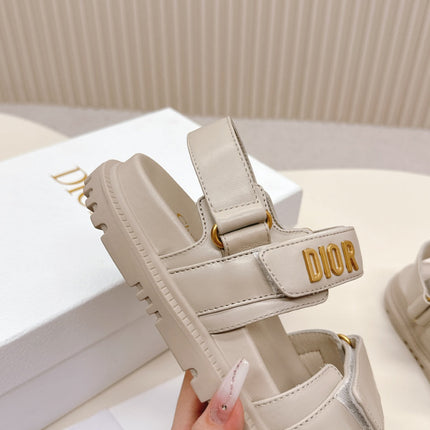 DIOR BACK-STRAP SANDALS 25S IN LIGHT BEIGE CALFSKIN WITH GOLD HARDWARE