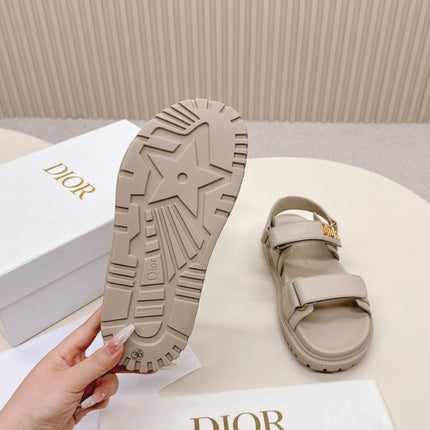 DIOR BACK-STRAP SANDALS 25S IN LIGHT BEIGE CALFSKIN WITH GOLD HARDWARE