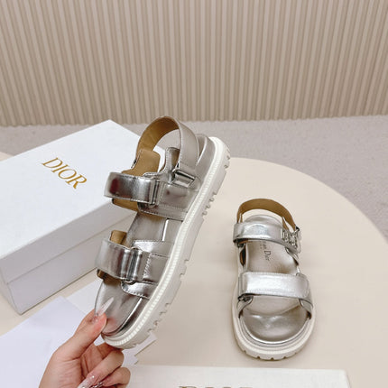 DIOR BACK-STRAP SANDALS 25S IN SILVER CALFSKIN WITH SILVER HARDWARE