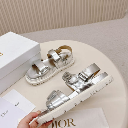 DIOR BACK-STRAP SANDALS 25S IN SILVER CALFSKIN WITH SILVER HARDWARE