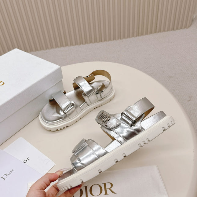 DIOR BACK-STRAP SANDALS 25S IN SILVER CALFSKIN WITH SILVER HARDWARE
