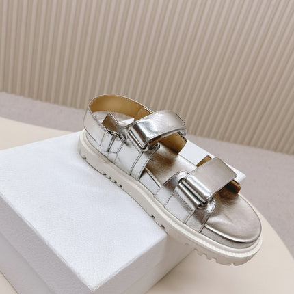 DIOR BACK-STRAP SANDALS 25S IN SILVER CALFSKIN WITH SILVER HARDWARE
