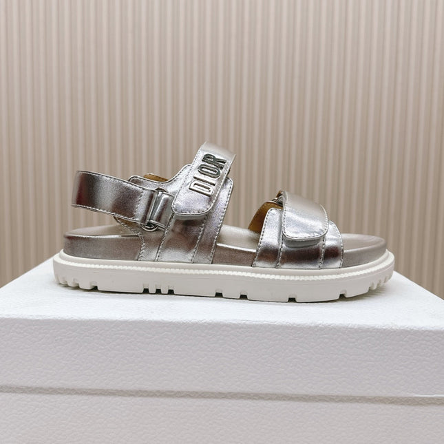 DIOR BACK-STRAP SANDALS 25S IN SILVER CALFSKIN WITH SILVER HARDWARE