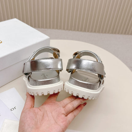 DIOR BACK-STRAP SANDALS 25S IN SILVER CALFSKIN WITH SILVER HARDWARE