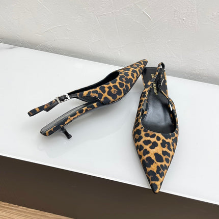 CHERISH SLINGBACK PUMPS 35 IN LEOPARD GROSGRAIN