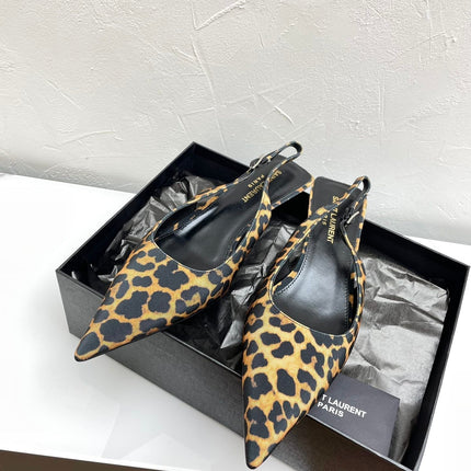 CHERISH SLINGBACK PUMPS 35 IN LEOPARD GROSGRAIN