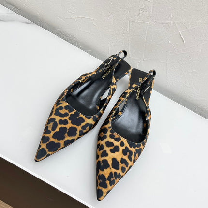 CHERISH SLINGBACK PUMPS 35 IN LEOPARD GROSGRAIN