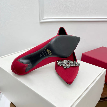 EFFLORESCENCE PUMPS IN RED GLITTER FABRIC