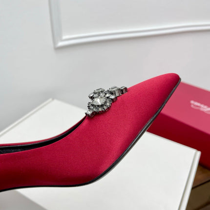 EFFLORESCENCE PUMPS IN RED GLITTER FABRIC