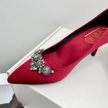 EFFLORESCENCE PUMPS IN RED GLITTER FABRIC