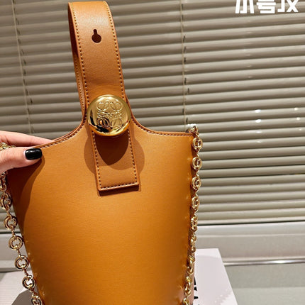 LOE MINI 19 PEBBLE BUCKET IN OAK MELLOW CALFSKIN