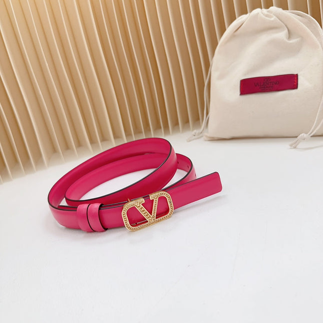 Vlogo Buckle Water Wave Gold Copper Glossy Pink Leather 20mm Belt