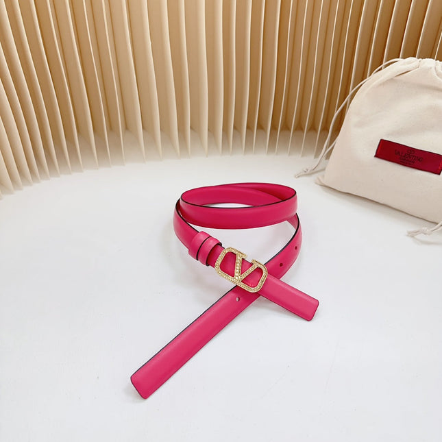 Vlogo Buckle Water Wave Gold Copper Glossy Pink Leather 20mm Belt