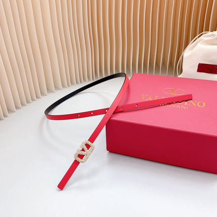 VL Belt 8mm Buckle Gold Diamond Leather Red Black