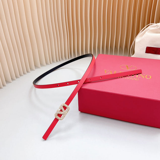 VL Belt 8mm Buckle Gold Diamond Leather Red Black