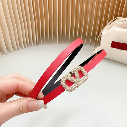 VL Belt 8mm Buckle Gold Diamond Leather Red Black