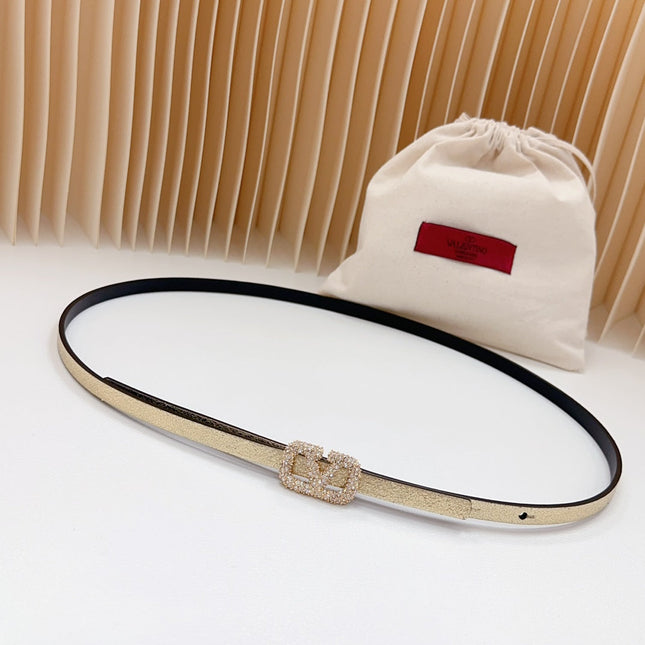 VL Belt 8mm Buckle Gold Diamond Leather Gold Black