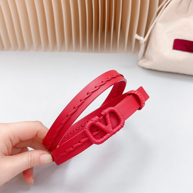 Vlogo Red Leather Buckle 20mm Red Belt