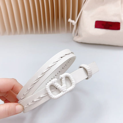 Vlogo White Leather Buckle 20mm White Belt