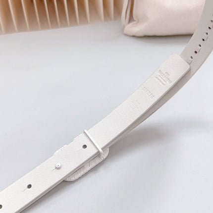 Vlogo White Leather Buckle 20mm White Belt
