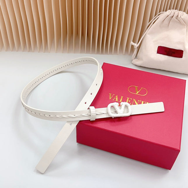 Vlogo White Leather Buckle 20mm White Belt