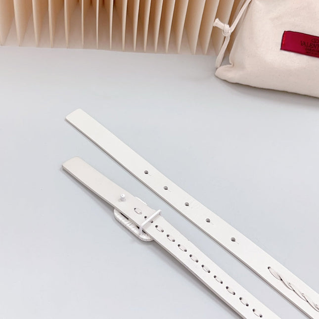 Vlogo White Leather Buckle 20mm White Belt