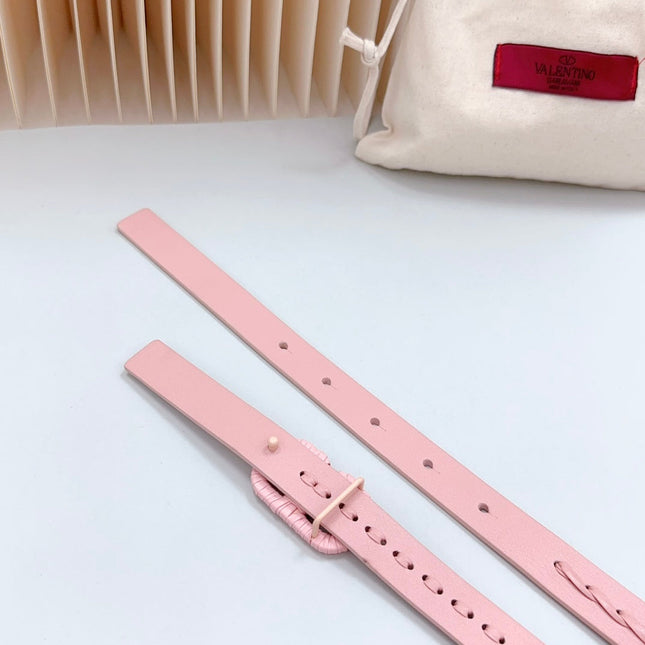 Vlogo Pink Leather Buckle 20mm Pink Belt