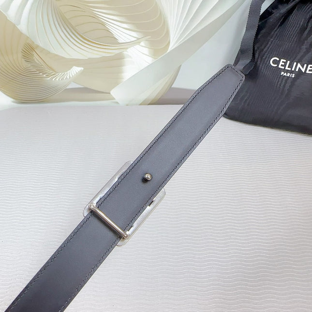CL MEDIUM 25 MM REVERSIBLE FRAMED TRIOMPHE BELT BLACK CALFSKIN LIGHT SILVER HARDWARE