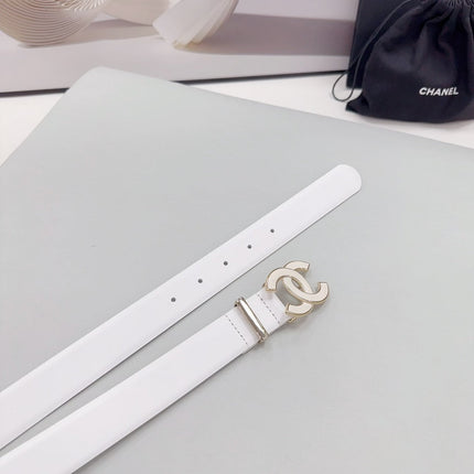 CC 30MM BELT IN WHITE SMOOTH CALFSKIN METAL HARDWARE