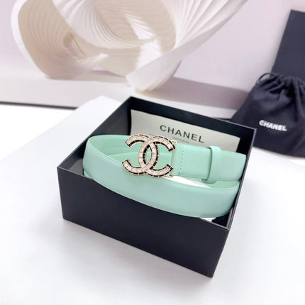 CC 30MM BELT IN GREEN MINT CALFSKIN METAL HARDWARE